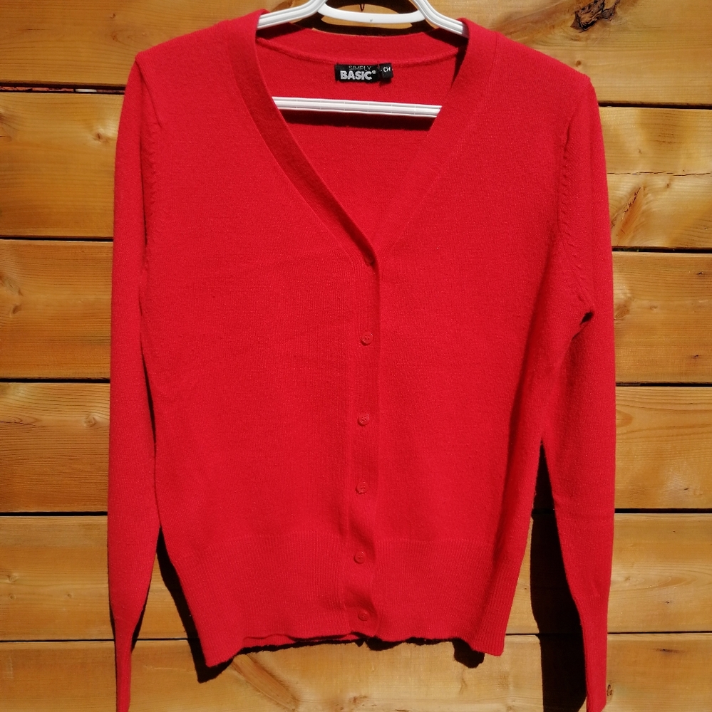 Cardigan. Color is pure red. PTP 18in